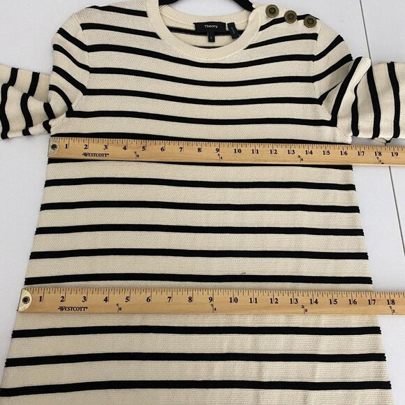 Theory Black and Cream Striped Dress - Picture 9 of 11